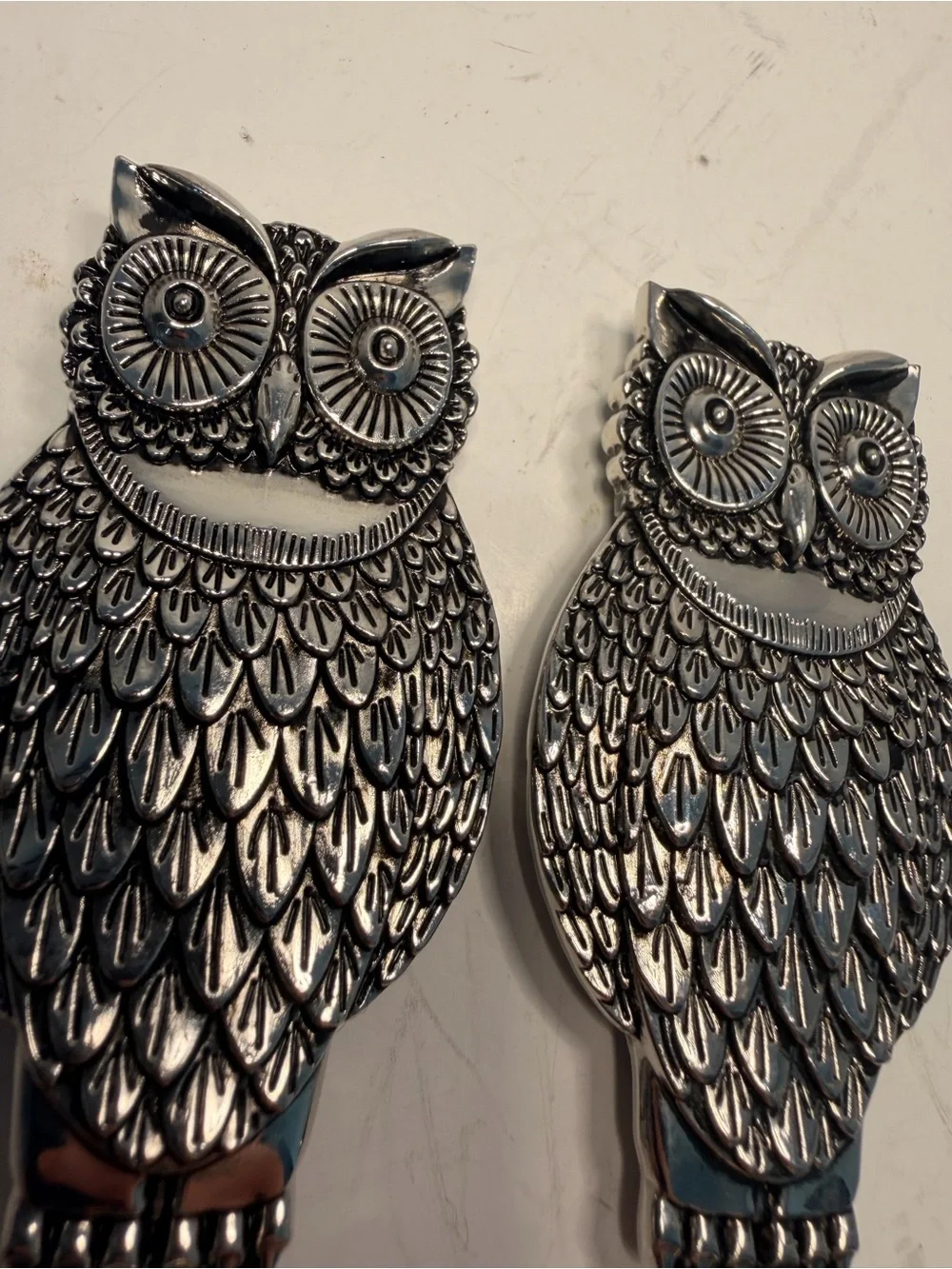 Set of 2 Silver Tone Metal Owl Butter Spreader Knives